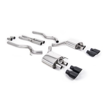 Ford Mustang 5.0 V8 GT (Fastback - Facelift) - Cat-Back Exhaust System with Black Cerakote Trims GT-100 Trims - Cerakote Black