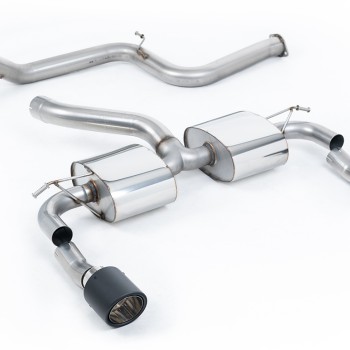 Ford Focus MK2 RS - Non-Resonated (Louder) Cat-Back Exhaust System with Carbon Jet-115 Trims - Carbon Fibre
