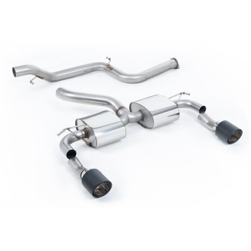 Ford Focus MK2 RS - Non-Resonated (Louder) Cat-Back Exhaust System with Carbon Jet-115 Trims - Carbon Fibre