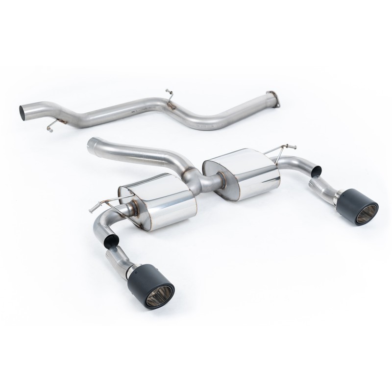 Ford Focus MK2 RS - Non-Resonated (Louder) Cat-Back Exhaust System with Carbon Jet-115 Trims - Carbon Fibre
