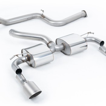 Ford Focus MK2 RS - Non-Resonated (Louder) Cat-Back Exhaust System with Titanium GT-115 Trims - Brushed Titanium