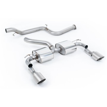 Ford Focus MK2 RS - Non-Resonated (Louder) Cat-Back Exhaust System with Titanium GT-115 Trims - Brushed Titanium