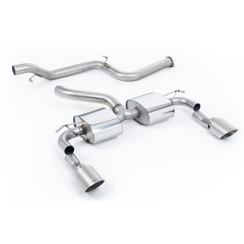 Ford Focus MK2 RS - Non-Resonated (Louder) Cat-Back Exhaust System with Titanium GT-115 Trims - Brushed Titanium