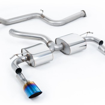 Ford Focus MK2 RS - Non-Resonated (Louder) Cat-Back Exhaust System with Burnt Titanium GT-115 Trims - Burnt Titanium