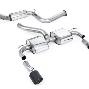 Ford Focus MK2 RS - Resonated (Quieter) Cat-Back Exhaust System with Jet-115 Carbon Trims - Carbon Fibre