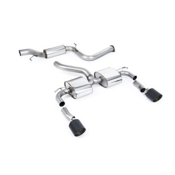 Ford Focus MK2 RS - Resonated (Quieter) Cat-Back Exhaust System with Jet-115 Carbon Trims - Carbon Fibre