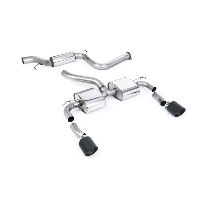 Ford Focus MK2 RS - Resonated (Quieter) Cat-Back Exhaust System with Jet-115 Carbon Trims - Carbon Fibre