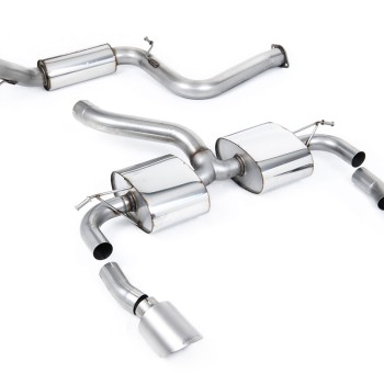 Ford Focus MK2 RS - Resonated (Quieter) Cat-Back Exhaust System with GT-115 Titanium Trims - Brushed Titanium