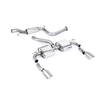 Ford Focus MK2 RS - Resonated (Quieter) Cat-Back Exhaust System with GT-115 Titanium Trims - Brushed Titanium