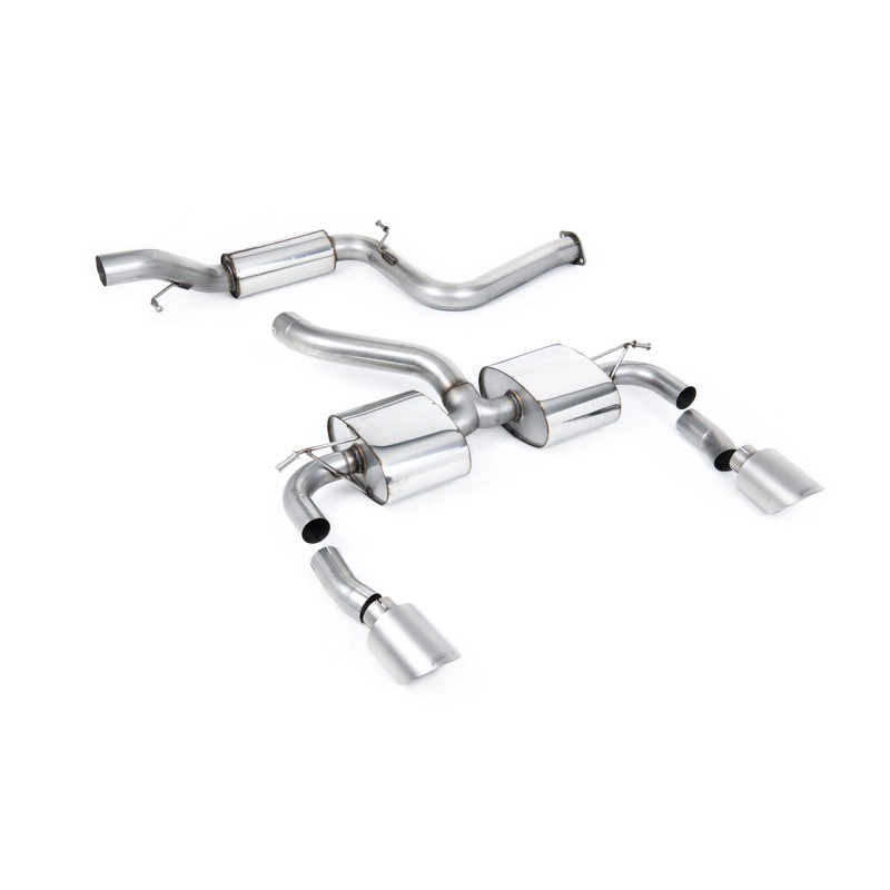 Ford Focus MK2 RS - Resonated (Quieter) Cat-Back Exhaust System with GT-115 Titanium Trims - Brushed Titanium