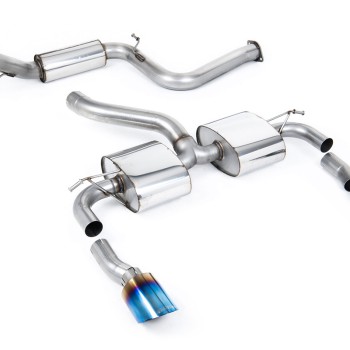 Ford Focus MK2 RS - Resonated (Quieter) Cat-Back Exhaust System with GT-115 Burnt Titanium Trims - Burnt Titanium