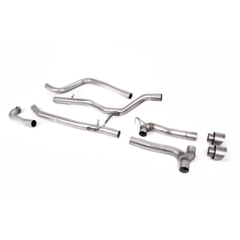 Ford Fiesta MK8 1.0T ST Line (Non GPF Models) Dual Outlets - Non Resonated (Louder) Dual Outlet Exhaust System with Brushed Titanium GT-100 Trims (Requires Maxton Diffuser) - Brushed Titanium - Exhaust Only