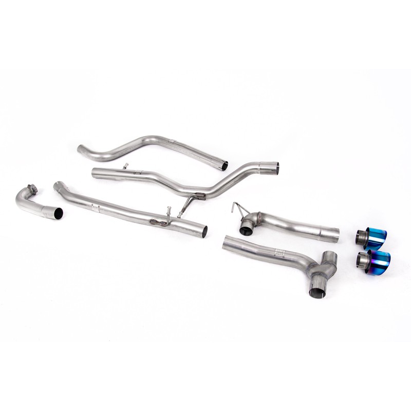 Ford Fiesta MK8 1.0T ST Line (Non GPF Models) Dual Outlets - Non-Resonated (Louder) Dual Outlet Exhaust System with Burnt/Blue Titanium GT-100 Trims (Requires Maxton Diffuser) - Burnt/Blue Titanium - Exhaust Only