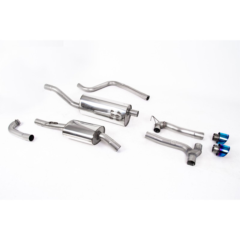 Ford Fiesta MK8 1.0T ST Line (Non GPF Models) Dual Outlets - Resonated (Quieter) Dual Outlet Exhaust System with Burnt/Blue Titanium GT-100 Trims (Requires Maxton Diffuser) - Burnt/Blue Titanium - Exhaust Only