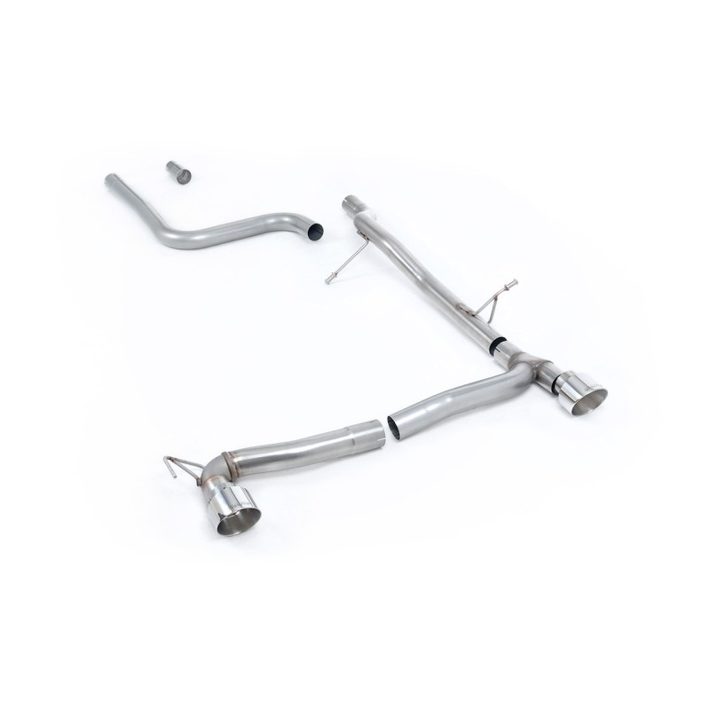 Ford Fiesta MK8 1.0T ST Line (Dual Outlets) - GPF/OPF Back Non-Resonated (Louder) with Polished GT-100 Trims (Requires Diffuser) - Polished - Exhaust Only