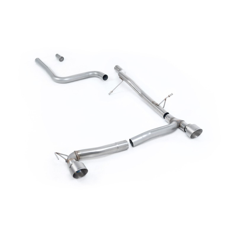 Ford Fiesta MK8 1.0T ST Line (Dual Outlets) - GPF/OPF Back Non-Resonated (Louder) with Brushed Titanium GT-100 Trims (Requires Diffuser) - Brushed Titanium - Exhaust Only