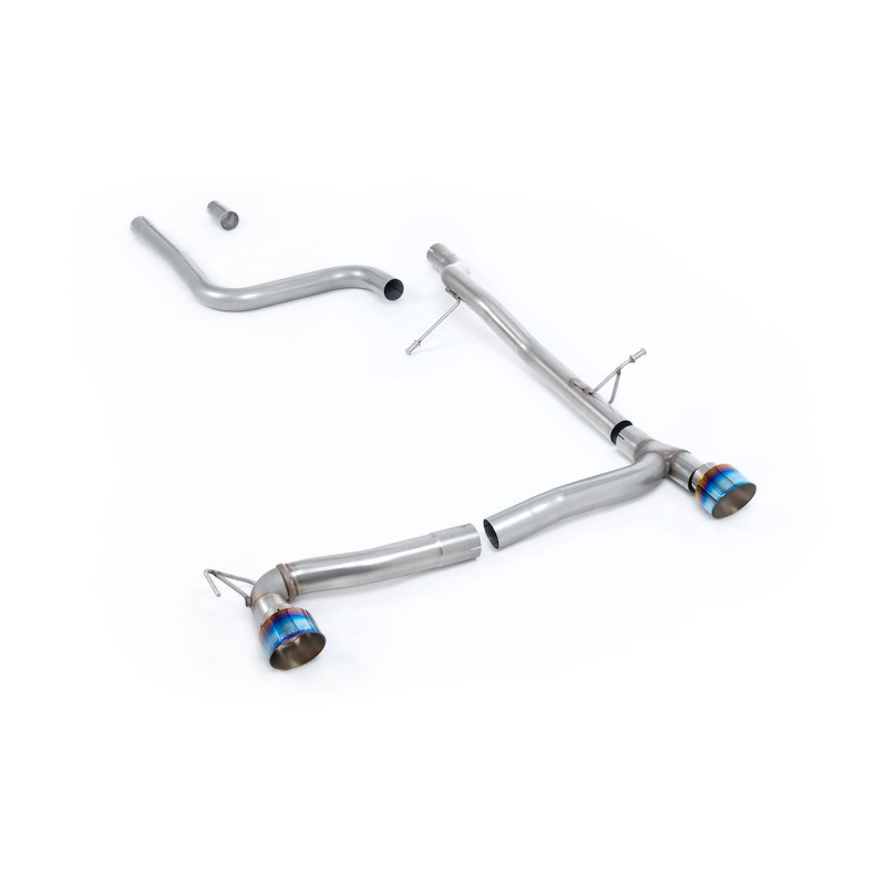 Ford Fiesta MK8 1.0T ST Line (Dual Outlets) - GPF/OPF Back Non-Resonated (Louder) with Burnt/Blue Titanium GT-100 Trims (Requires Diffuser) - Burnt/Blue Titanium - Exhaust Only