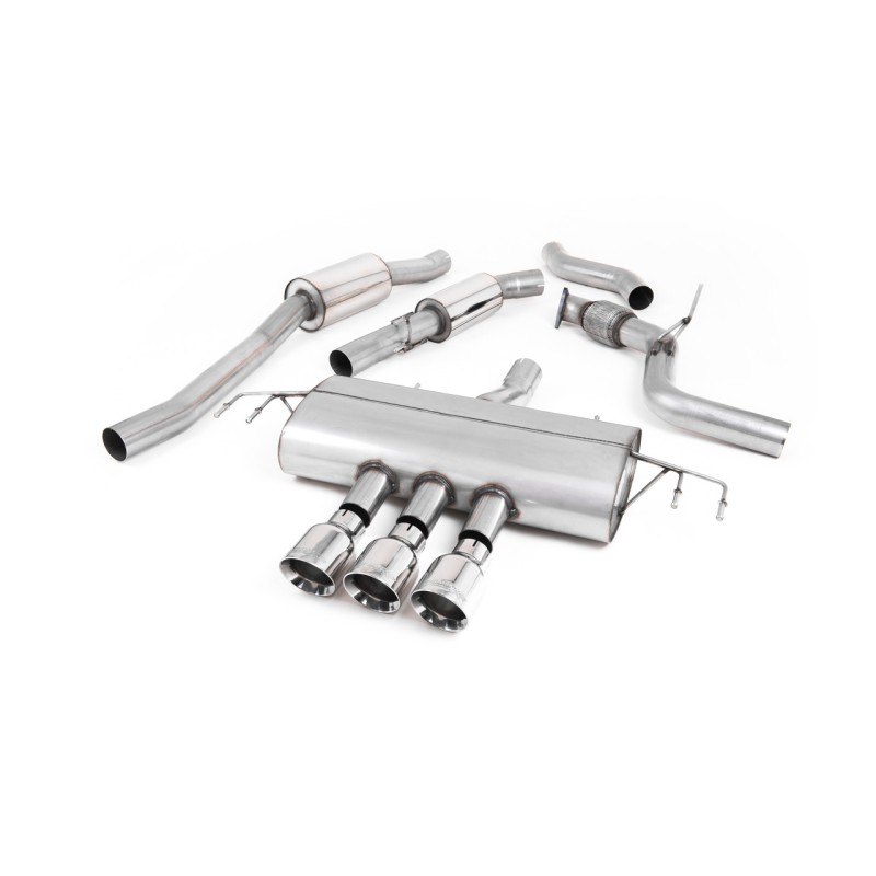 Honda Civic FK8 Type R - Resonated Cat-Back Exhaust System with 3 x Polished GT-100 Trims - Polished