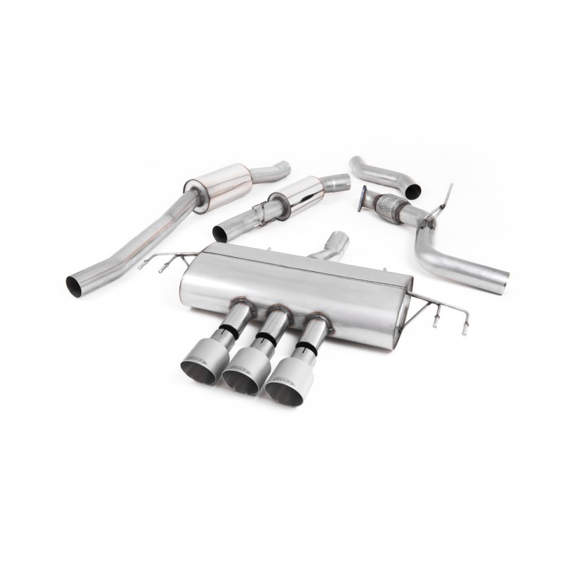 Honda Civic FK8 Type R - Resonated Cat-Back Exhaust System with 3 x Titanium GT-100 Trims - Brushed Titanium