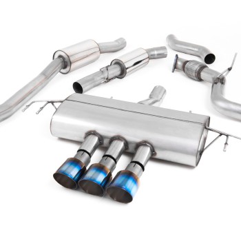 Honda Civic FK8 Type R - Resonated Cat-Back Exhaust System with 3 x Burnt Titanium GT-100 Trims - Burnt Titanium
