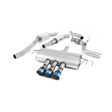 Honda Civic FK8 Type R - Resonated Cat-Back Exhaust System with 3 x Burnt Titanium GT-100 Trims - Burnt Titanium