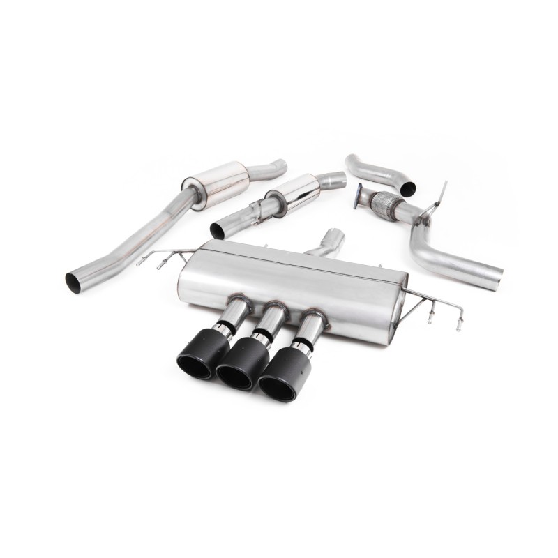 Honda Civic FK8 Type R - Resonated Cat-Back Exhaust System with 3 x Carbon Jet-100 Trims - Carbon Fibre