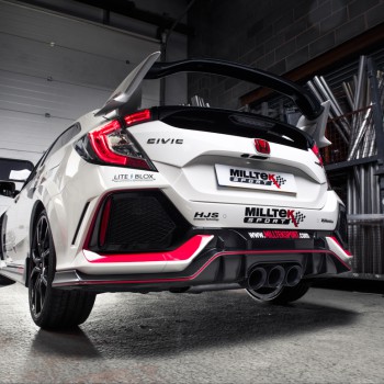 Honda Civic FK8 Type R - Part Resonated Road+ Cat Back with 3 x Cerakote Black GT-100 Trims - Cerakote Black