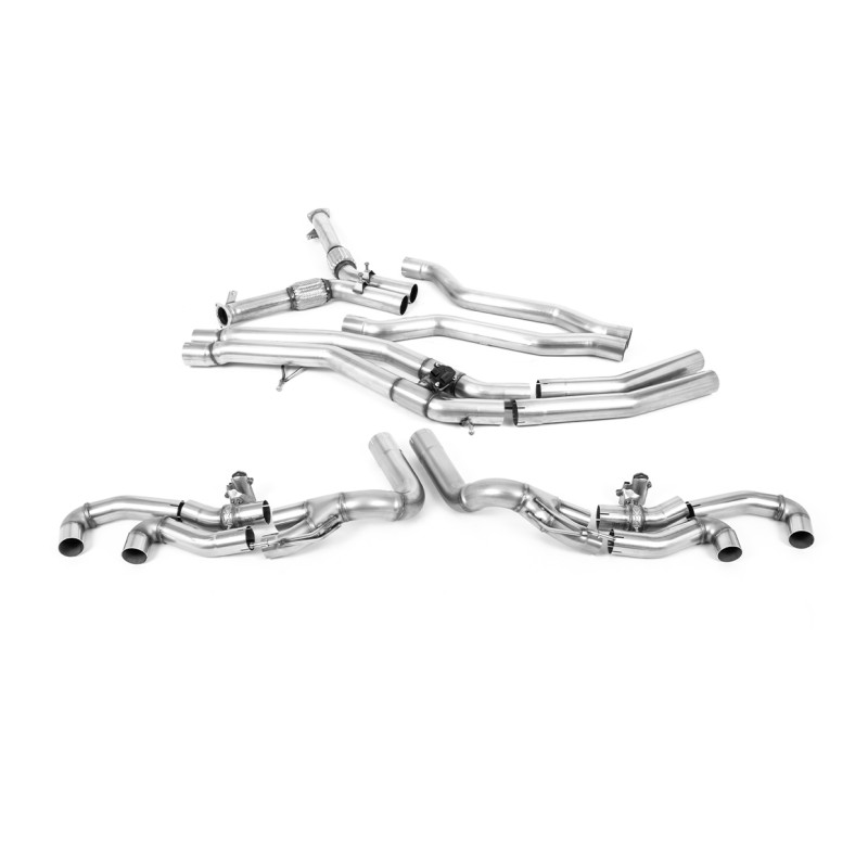 Lamborghini Urus - OPF Back Exhaust System with Active Centre & GT-115 Brushed Titanium Trims - Brushed Titanium