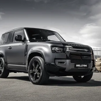 Land Rover Defender 90 5.0 V8 (GPF Models) - Non Resonated (Louder) GPF/OPF Back Valved System with Quad GT-90 Brushed Titanium Trims - Brushed Titanium