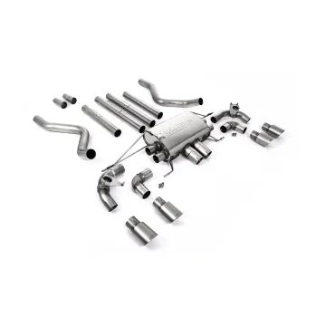 Land Rover Defender 110 5.0 V8 (GPF Models) - Non Resonated (Louder) GPF/OPF Back Valved System with Quad GT-90 Brushed Titanium Trims - Brushed Titanium