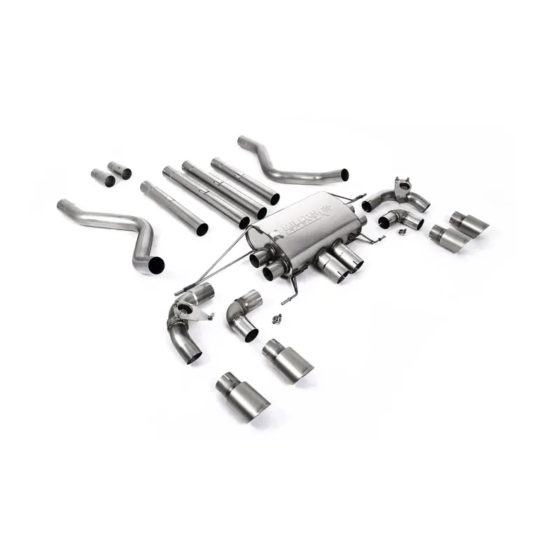 Land Rover Defender 110 5.0 V8 (GPF Models) - Non Resonated (Louder) GPF/OPF Back Valved System with Quad GT-90 Brushed Titanium Trims - Brushed Titanium