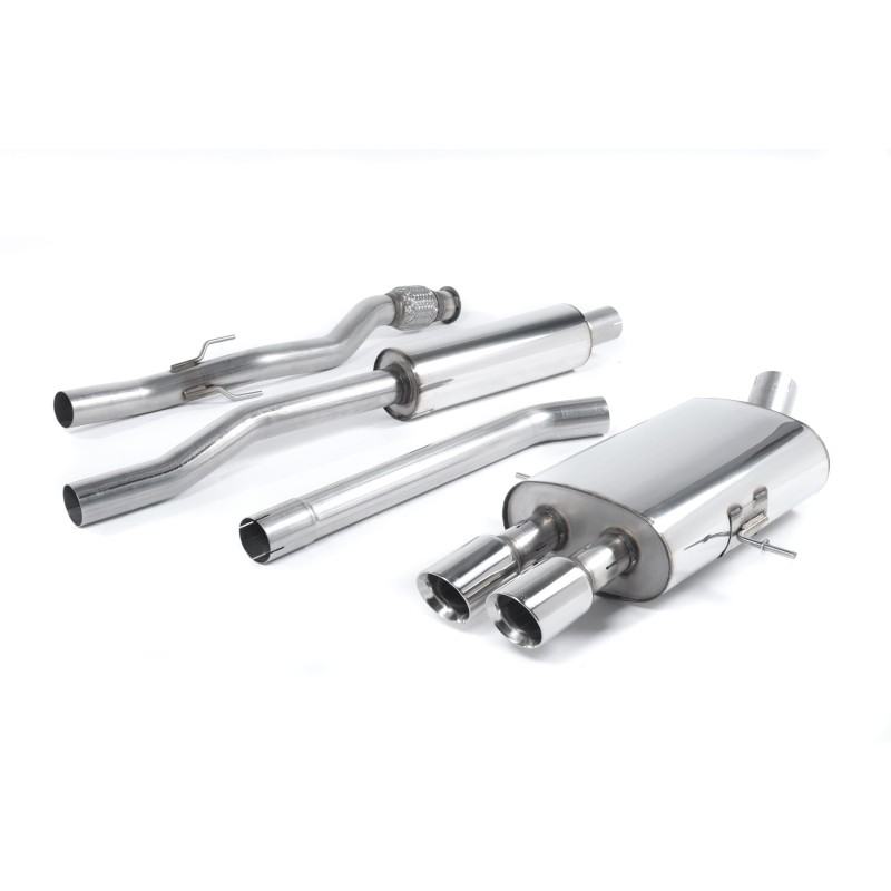Mini Cooper S R56/R58 - Resonated (Quieter) Cat-Back Exhaust System with Twin Round Tailpipes - John Cooper Works Body Kit