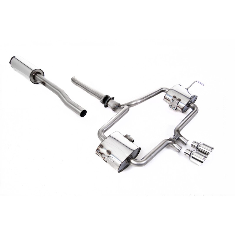 Mini Cooper S R53 - Resonated (Quieter) Cat Back Exhaust System with Polished Trims - Polished