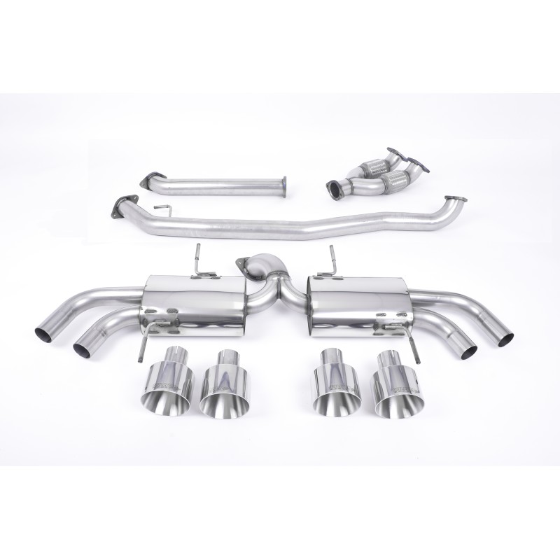 Nissan GT-R R35 - Non-Resonated Primary Cat-Back Exhaust System with Quad Polished Trims - Polished