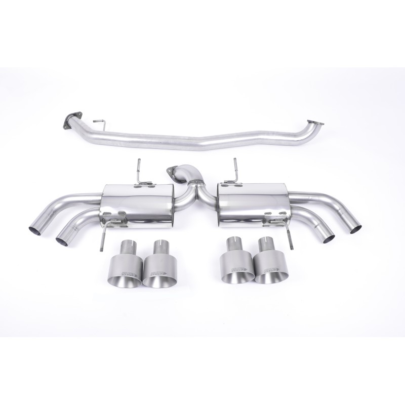 Nissan GT-R R35 - Secondary Cat-Back Exhaust System with Quad Brushed Titanium Trims - Brushed Titanium
