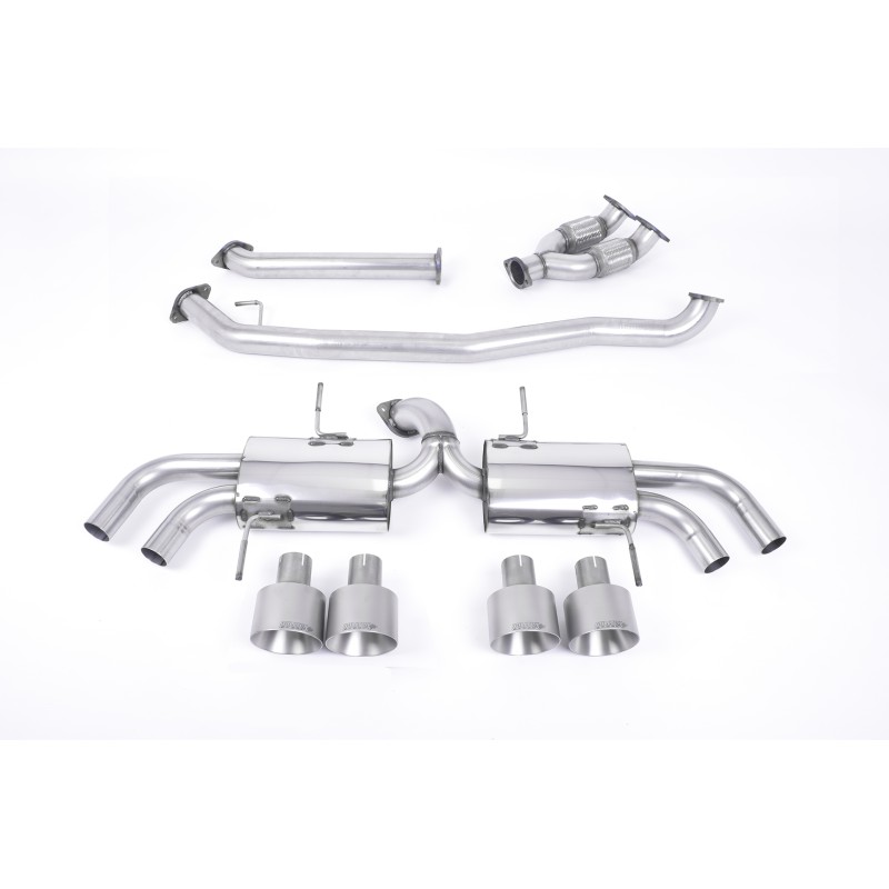 Nissan GT-R R35 - Non-Resonated Primary Cat-Back Exhaust System with Quad Brushed Titanium Trims - Brushed Titanium