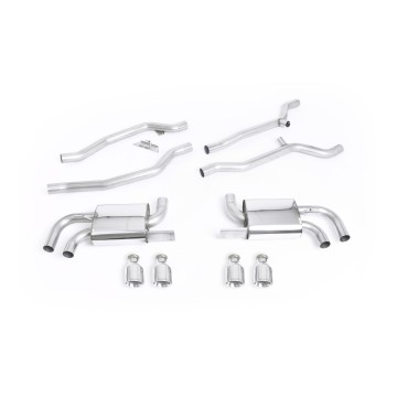 Porsche Cayenne 958 Turbo V8 (Pre-Facelift) - Non-Resonated (Louder) Cat-Back Exhaust System with Polished Cup Style Trims - Polished