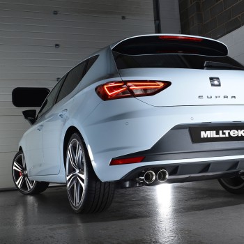 Seat Leon Cupra 280/290 (Non GPF Models) - Resonated (Quieter) Cat-Back Exhaust System with Front Silencer Delete & Quad Polished Round Tips - Polished - GT