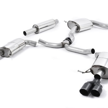 Seat Leon ST Cupra 280/290 2.0 TSI (Non GPF Models) - Resonated (Quieter) Cat-Back Exhaust System with Quad Round Cerakote Black Tips - Cerakote Black - GT