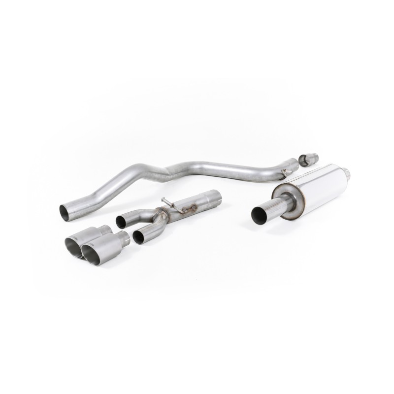 Seat Leon FR 2.0 TDI 150 - Resonated (Quieter) Cat-Back Exhaust System with Brushed Titanuim Tips - Brushed Titanium