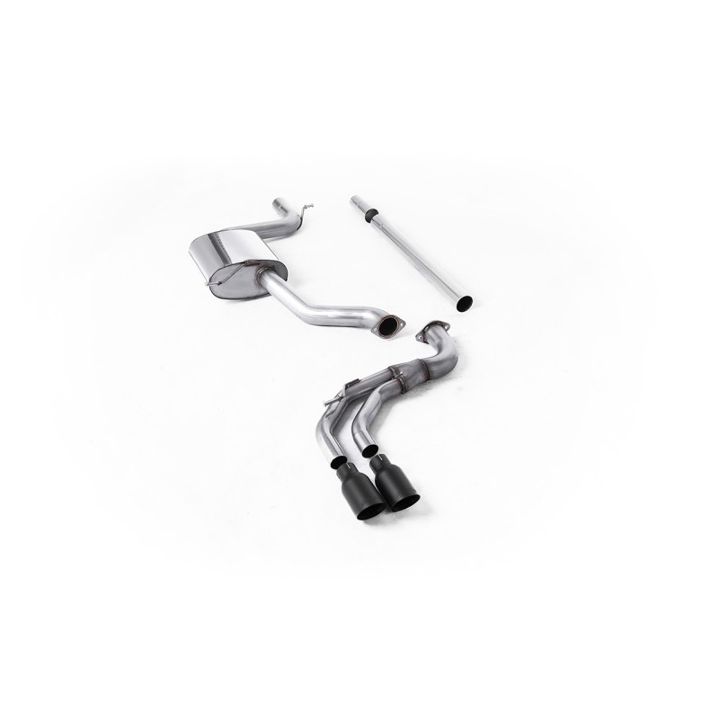 Seat Leon FR 1.8 TSI & VW Golf MK7.5 1.5TSI - Non-Resonated (Louder) Cat-Back Exhaust System with Cerakote Black GT-80 Trims (GTD Style) - Cerakote Black