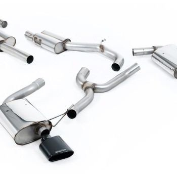 Seat Leon ST Cupra 300 (Non GPF Models) - Resonated (Quieter) Cat-Back Exhaust System with Cerakote Black Oval Tips - Cerakote Black - Oval (Jet)