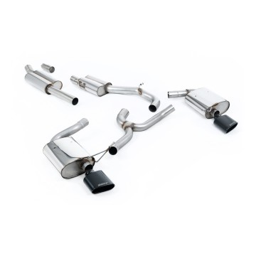 Seat Leon ST Cupra 300 (Non GPF Models) - Resonated (Quieter) Cat-Back Exhaust System with Cerakote Black Oval Tips - Cerakote Black - Oval (Jet)