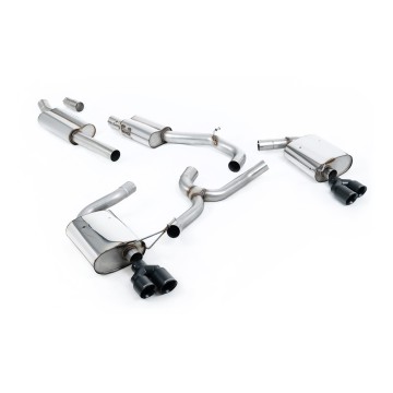 Seat Leon ST Cupra 300 (Non GPF Models) - Resonated (Quieter) Cat-Back Exhaust System with Cerakote Black Quad Round GT Tips - Cerakote Black - GT