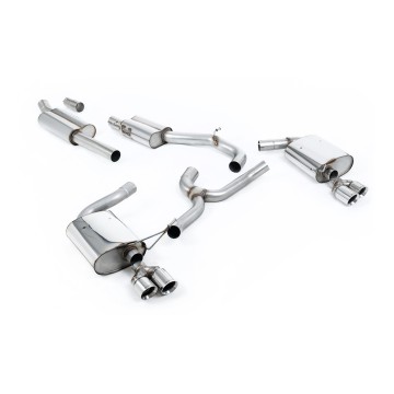 Seat Leon ST Cupra 300 (Non GPF Models) - Resonated (Quieter) Cat-Back Exhaust System with Polished Quad GT Round Tips - Polished - GT