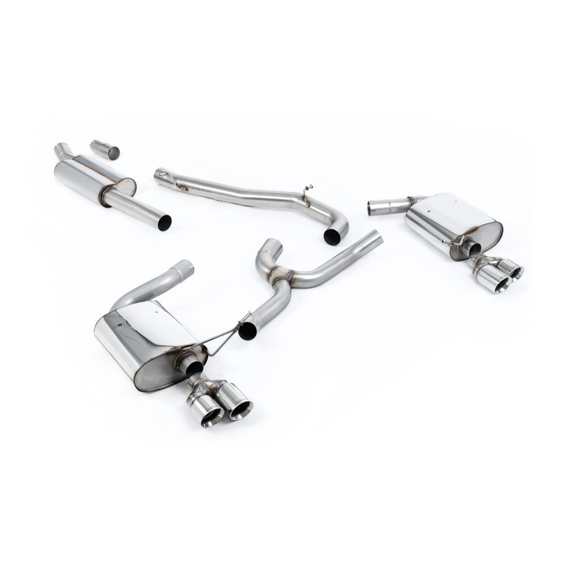 Seat Leon ST Cupra 300 (Non GPF Models) - Non-Resonated (Louder) Cat-Back Exhaust System with Polished Quad GT Round Tips - Polished - GT