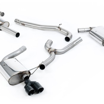 Seat Leon ST Cupra 300 (Non GPF Models) - Non-Resonated (Louder) Cat-Back Exhaust System with Black Quad GT Round Tips - Cerakote Black - GT