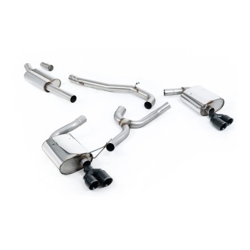 Seat Leon ST Cupra 300 (Non GPF Models) - Non-Resonated (Louder) Cat-Back Exhaust System with Black Quad GT Round Tips - Cerakote Black - GT