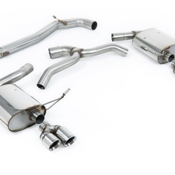 Seat Leon Cupra MK4 ST 310 & ST Cupra 300 - Non Resonated (Louder) Cat-Back Exhaust System with Polished Quad GT-80 Trims - Polished - GT