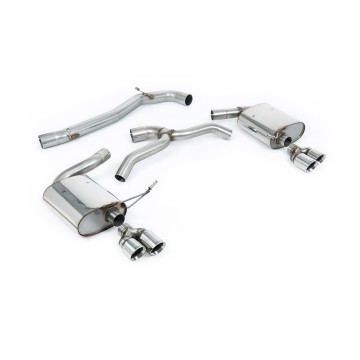 Seat Leon Cupra MK4 ST 310 & ST Cupra 300 - Non Resonated (Louder) Cat-Back Exhaust System with Polished Quad GT-80 Trims - Polished - GT